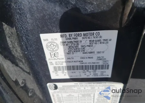 2012 Ford F150 Supercrew from USA, damaged, VIN 1FTFW1ET6CFA07408